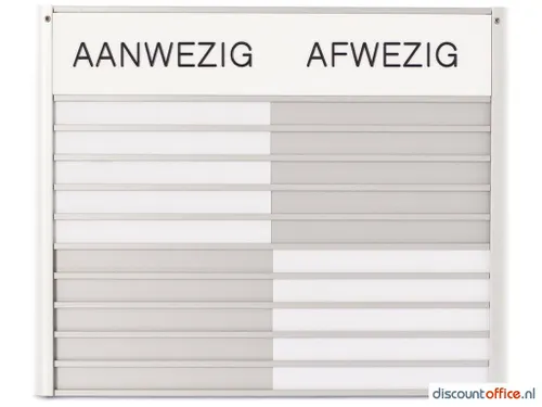 In-uit Bord 10 Namen Aluminium Aan/afwezigheidbord Wit