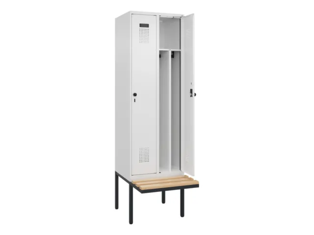 locker met bank,voor scheiding van kleding,HxBxD 2120x600x815mm,2vak