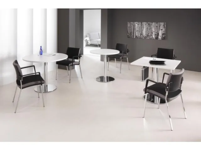 vergadertafel,HxØ 745x800mm,rond,schotelvoet chroom,ronde buis