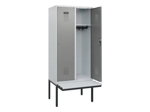 locker met bank,HxBxD 1950x800x815mm,2vak,vak B 400mm,cilinderslot