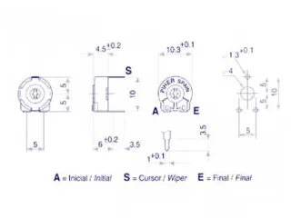 Piher Trimmer 220K (Klein - Hor - Voor Schroevendraaier) - 3