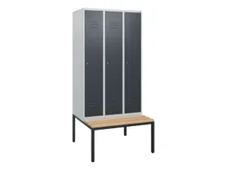locker met bank,HxBxD 1950x900x815mm,3vak,vak B 300mm,cil.-slot