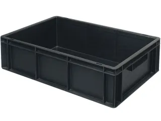 ESD-stapelbak,HxLxB 170x600x400mm,32l,PP,zwart,Wanden gesloten - 2
