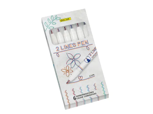 Fineliner Online 2-lijnen assorti doos à 6 stuks