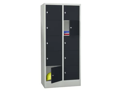 lockerkast,HxBxD 1850x800x500mm,2x5vakken,RAL7035,front RAL7016