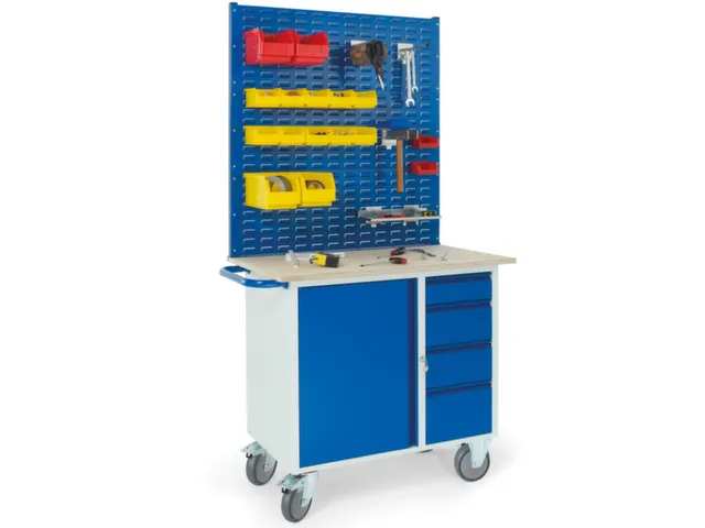 montagewagen,draagverm. 400kg,laadvl. LxB 1000x600mm,houtplaat