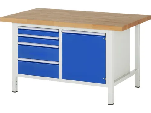 werkbank,HxBxD 840-1040x1500x900mm,beukblad,draagverm. 1250kg,4voeten