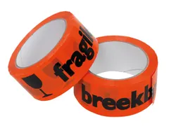 Waarschuwingstape IEZZY breekbaar 50mmx66m oranje/zwart