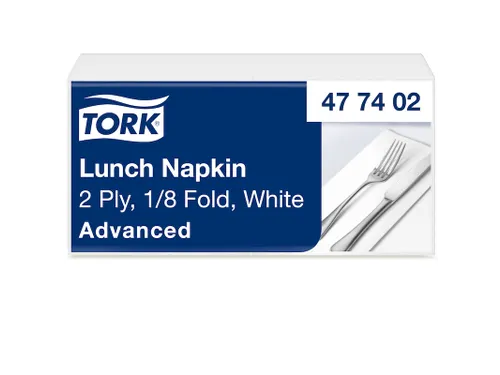 Servetten Tork 477402 Advanced 2-laags 33x33cm 1/8 vouw wit 200st.