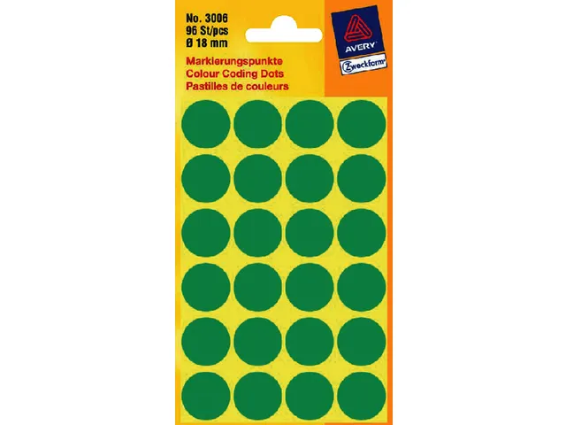 Etiquette Avery Zweckform 3006 Rond 18mm Vert 96 pcs
