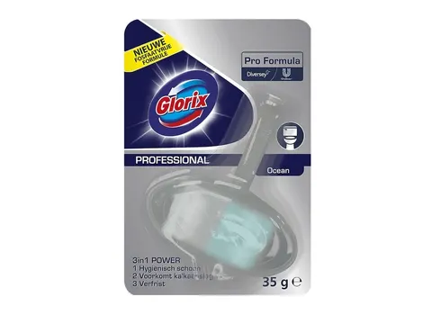 Toiletblok Glorix ocean fresh met houder 3 in 1 power