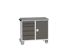 montagetafel 980x1050x600mm linoleumblad 5 laden kast front RAL7016