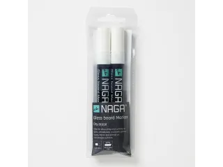 Glasbordmarker 4,5mm Naga set a 2st. wit - 3