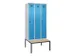 locker met bank,voor scheiding van kleding,HxBxD 2120x900x815mm,3vak