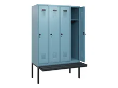 locker met bank,HxBxD 1950x1200x815mm,4vak,vak B 300mm,draaigrendel