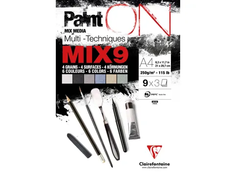 Mix Media Papier Clairefontaine A4 Paint On 27 vel 250gram assorti