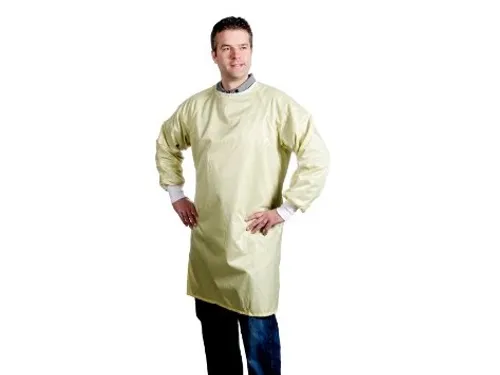 Pp Non Woven Isolatieschort Geel Pe Coating Tricot Manchet 100 Stuks