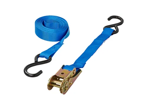 Spanband ProPlus ratel 5 meter met 2 haken blauw