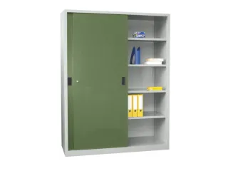 schuifdeurkast,HxBxD 1950x1500x600mm,RAL7035,front RAL6011 - 2