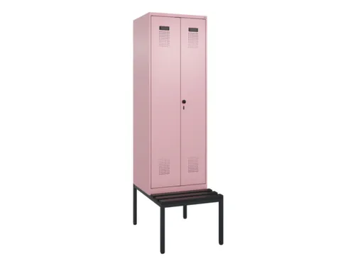 PBM-locker met bank,HxBxD 2120x600x815mm,2vak,vak B 300mm,draaigrendel