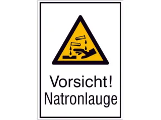 waarschuwings-combibord,v. binnen/buiten,Pas op! Natronloog,PVC - 1