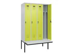 locker met bank,voor scheiding van kleding,HxBxD 2120x1200x815mm,4vak