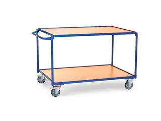 Tafelwagen 2946 300kg 1200x800mm 2 etages hout rubber wielen - 1