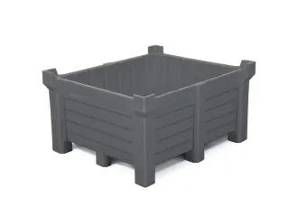 stapelbak,HxLxB 600x1000x1200mm,400l,PE,grijs,Wanden gesloten - 2