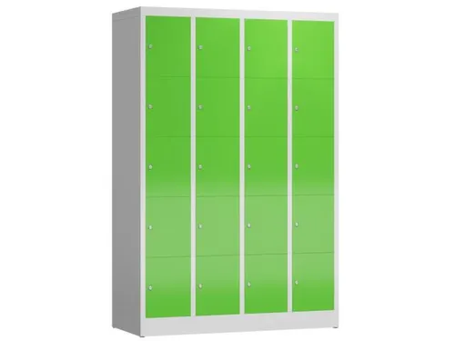 Lockerkast 1800x1185x500mm 4x5 vakken cilinderslot, sokkel, RAL6018
