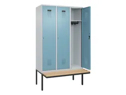 locker met bank,HxBxD 2120x1200x815mm,3vak,vak B 400mm,cilinderslot