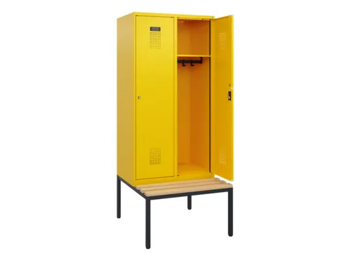 locker met bank,HxBxD 1950x800x815mm,2vak,vak B 400mm,cilinderslot