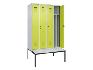 locker met bank,voor scheiding van kleding,HxBxD 2120x1200x815mm,4vak - 1