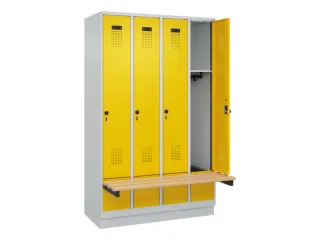 locker met bank,HxBxD 1950x1200x815mm,4vak,vak B 300mm,draaigrendel - 1
