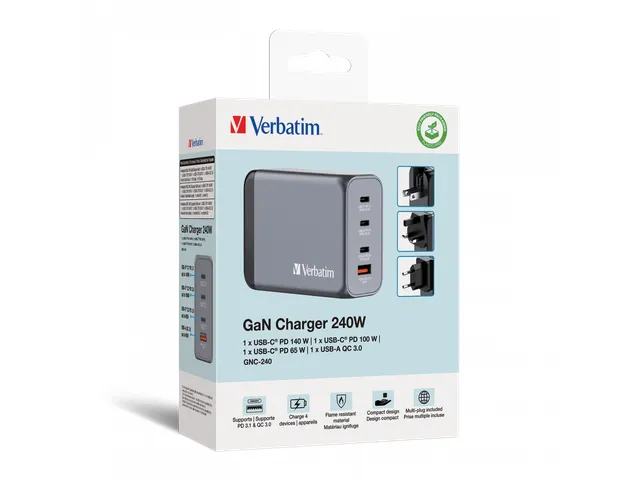 240W GaN Wandoplader met vier poorten