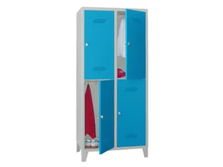 dubbeldekse locker,HxBxD 1850x800x500mm,2x2vak.,RAL7035,front RAL5012 - 2