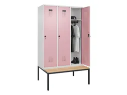 locker met bank,HxBxD 2120x1200x815mm,3vak,vak B 400mm,draaigrendel