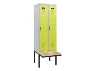 locker met bank,HxBxD 1950x600x815mm,2vak,vak B 300mm,draaigrendel - 2