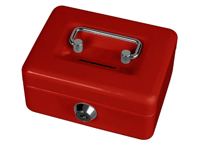 Geldkist MAUL met muntgleuf en slot 125x95x60mm rood