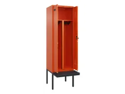 PBM-locker met bank,HxBxD 2120x600x815mm,2vak,vak B 300mm,draaigrendel
