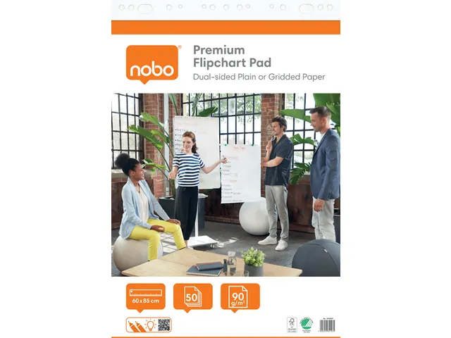 Flipoverpapier Nobo premium 60x85cm dubbelzijdig rol 50 vel