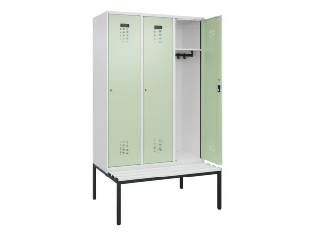 locker met bank,HxBxD 2120x1200x815mm,3vak,vak B 400mm,cilinderslot