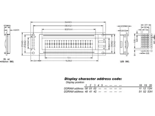 LCD 20 x 2 Bottom View Transflectief Met Gele Achtergrondverlichting - 1