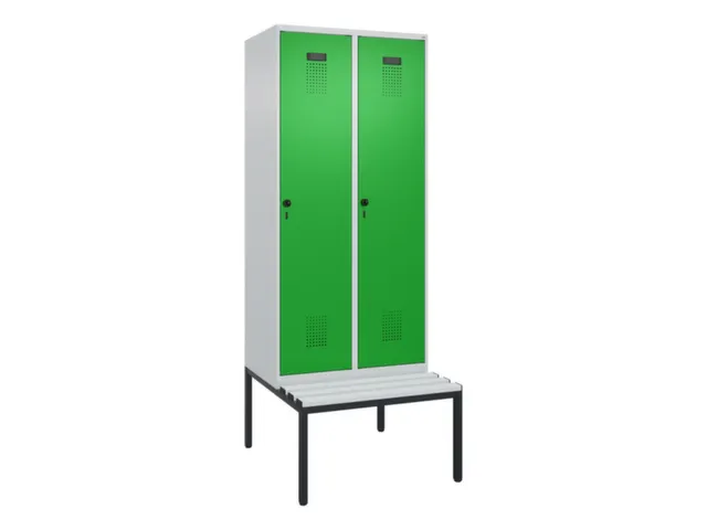 locker met bank,voor scheiding van kleding,HxBxD 2120x800x815mm,2vak