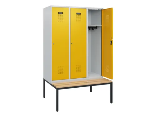 locker met bank,HxBxD 1950x1200x815mm,3vak,vak B 400mm,cilinderslot