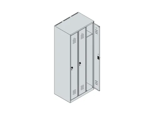 locker,HxBxD 1850x750x500mm,3vak,vak B 250mm,cil.-slot,staand op vloer