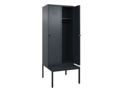 locker met bank,HxBxD 2120x800x815mm,2vak,vak B 400mm,draaigrendel