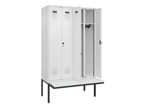locker met bank,voor scheiding van kleding,HxBxD 2120x1200x815mm,4vak