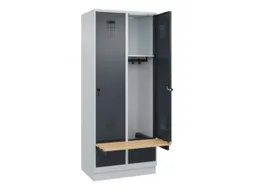 locker met bank,HxBxD 1950x800x815mm,2vak,vak B 400mm,draaigrendel
