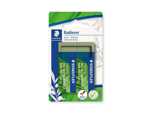 Gum Staedtler Eco 52680 65x23x10mm olijfgroen blister à 2 stuks