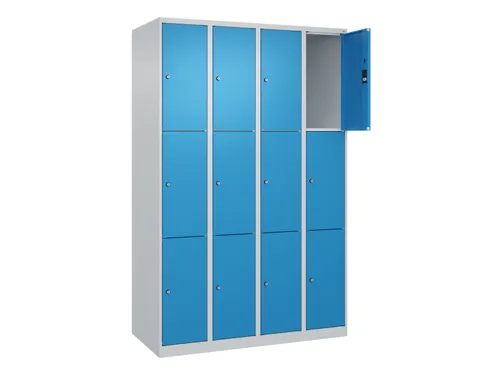 lockerkast,HxBxD 1850x1200x500mm,4x3vakken,vak B 300mm,cil.-slot